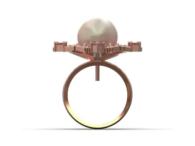 Luxurious Womens Pearl stl 3dm Ring Model pr0072 3D print model purchase