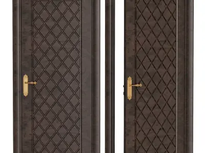 OrgaDoor two wooden doors with metal handles 3D model