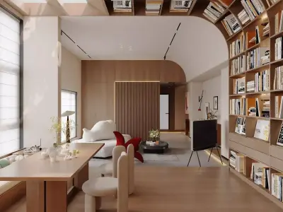 ndustrial Living Interior scene 3D model