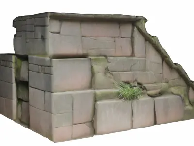 Ancient Incan Stone Staircase 3D Model FBX OBJ Low-poly 3D model