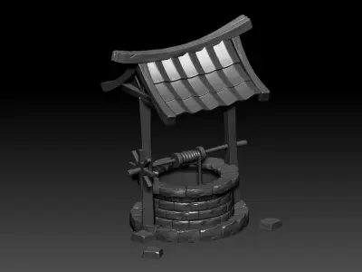 Old well High-poly 3D model Free 3D model