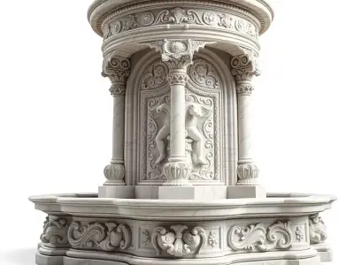 Ornate Marble Fountain model pack Low-poly 3D model
