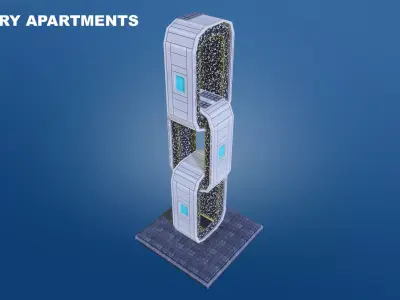 Low Poly Sci-Fi Building 8 - Hospital - Pixel City 3D Asset Pack Low-poly 3D model