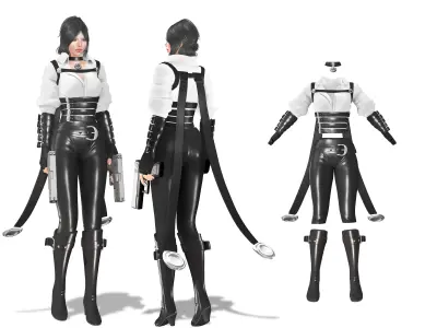Fantasy Warrior Full Outfit Low-poly 3D model