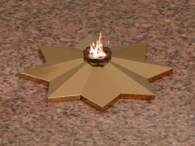 Eternal Flame of Uzbekistan with Animated Fire 3D model