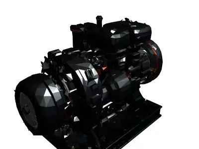 HighDetail Industrial Turbine Engine Model Low-poly 3D model