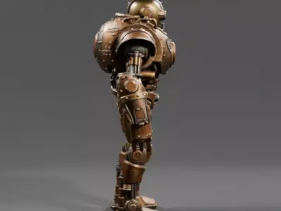 Copper Robot Character 3D Model Low-poly 3D model