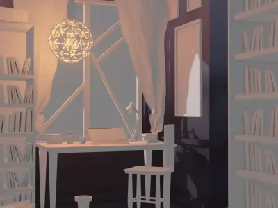 library room Low-poly 3D model