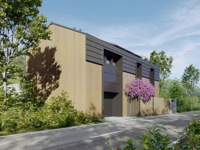 Exterior001 modern house in woods 3D model