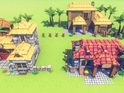 EnviroKit - THE VILLAGE - Retro Lowpoly Low-poly 3D model