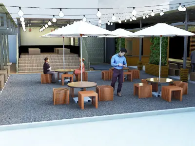 cafe semi outdoor 3D model