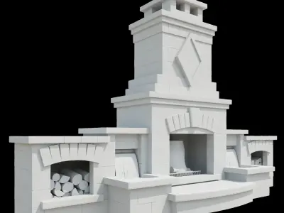Outdoor Fireplace 002 3D model