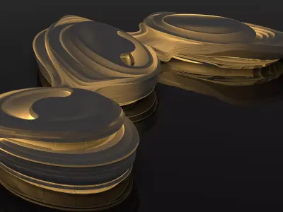 Futuristic building 3D model Low-poly 3D model