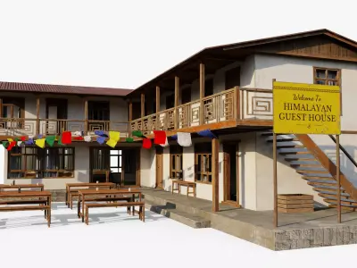 Mountain Lodge Low-poly 3D model