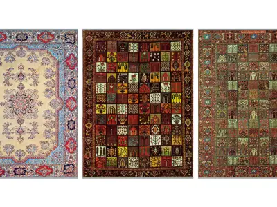 Persian carpet second series Low-poly 3D model