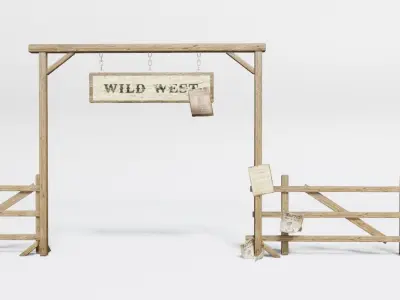 wildwest style fence Low-poly 3D model
