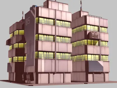 Apartment 1 building with number Low-poly 3D model