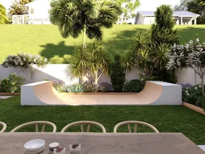 3D Exterior Scene 3D model design garden and landscape 3D model 3D model