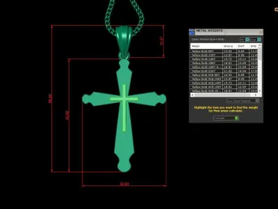 Light Gold 18K Cross Pendant 2CP028 3D print model