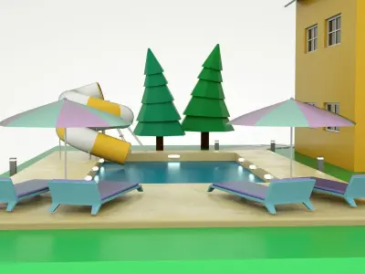 Modern House Low-poly 3D model