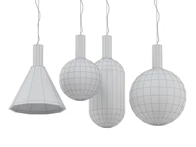 phenomena four colorful glass pendant lights hanging 3D model