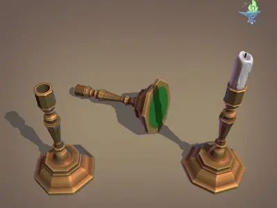 Candle Stick Low-poly 3D model