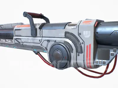 Heavy Laser Gun PBR Low-poly 3D model