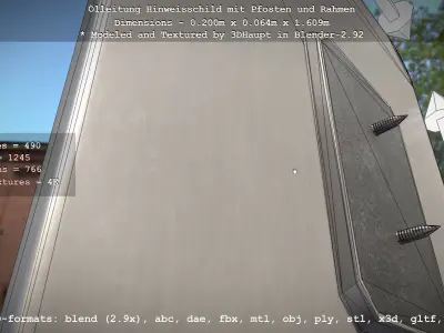 Hinweisschild Oelleitung mit Pfosten und Rahmen Low-poly 3D model