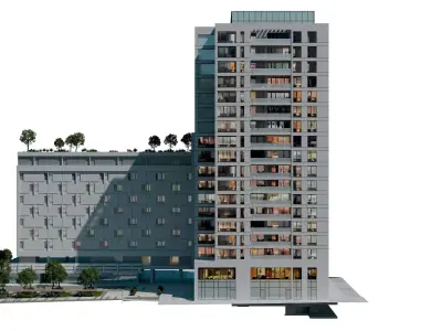 Residence Building 6 Low-poly 3D model