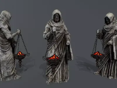 old Statue Low-poly 3D model