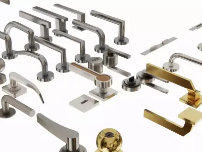 Door handle lock set 3d model 3D model