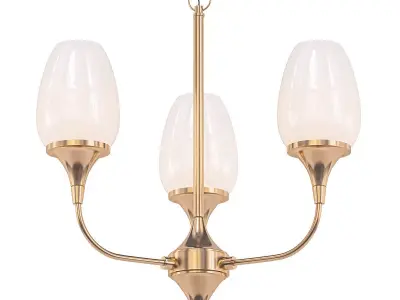 PRAISE three light chandelier in brass with frosted glass 3D model