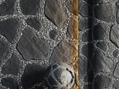 H67 Slate and Gravel Pathway - PBR - 4K Low-poly 3D model