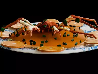 Chinese  food  steamed king crab dish 3D model
