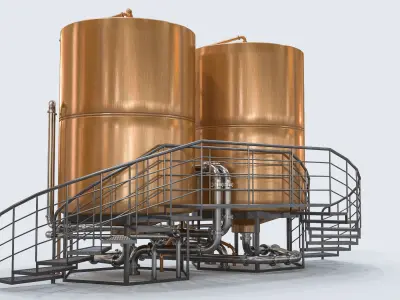 beer tanks for brewery and bar entourage 3D model