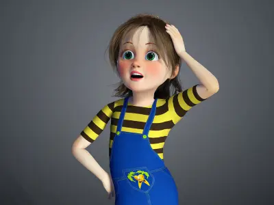 Cartoon Girl - Stylish Rigged Character  3D model