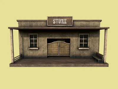 Western Store - Wild West Building - Backdrop Full Perm Low-poly 3D model