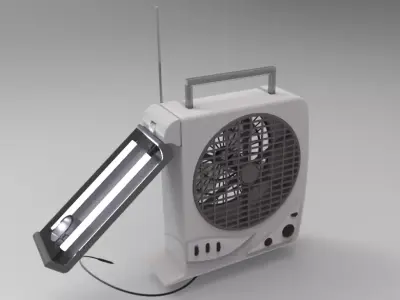 Rechargeable Fan with LED Light 3D model
