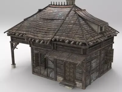 Medieval house fantasy 04 Low-poly 3D model