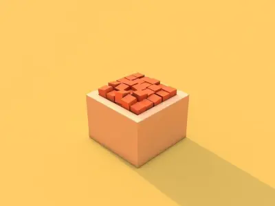Falling Cubes With Animation Low-poly 3D model