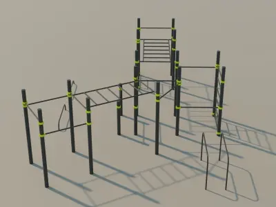 Calisthenics Station 2 Outdoor Fitness Equipment Street Workout 3D model