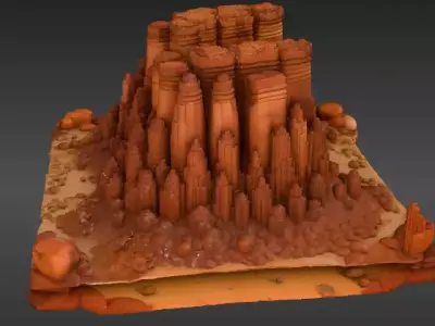 Desert Canyon Rock Background Scene 3D Model for Animation Low-poly 3D model