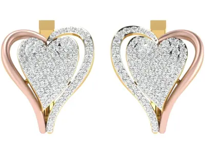 Light Weight Yellow Gold Diamond Earring EZ BI-54 3D print model