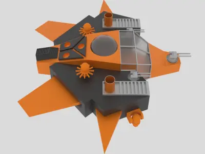 Tethys - S Spaceship Low-poly 3D model