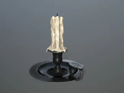 Candlestick candle Low-poly 3D model