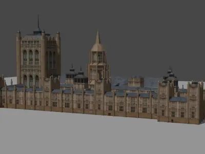 Palace of Westminster and Big Ben Low-poly 3D model Low-poly 3D model