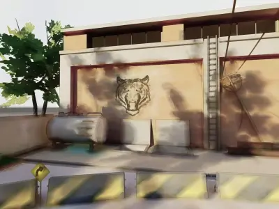 Low-Resolution Truck Hangar Low-poly 3D model