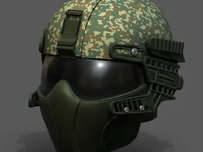 Helmet scifi fantasy futuristic military combat protection  Low-poly 3D model