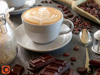 Coffee Time Scene 3D Model 3D model