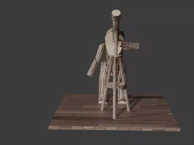 Astronomer Stickman Stargazing Low-poly 3D model